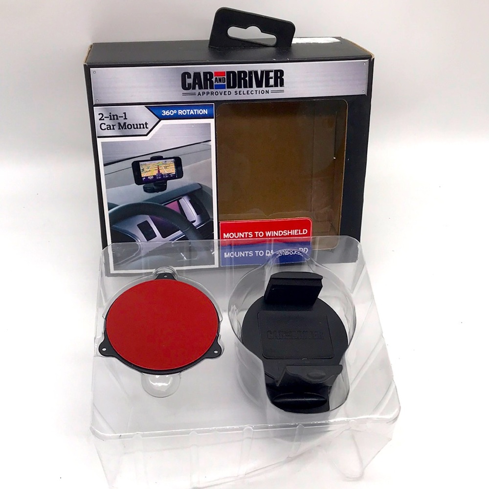 Car & Driver 2 in 1–360 Degrees Rotation Car Mount for Dashboard or Windshield